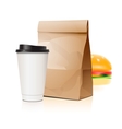 Pack set with cup and package vector image