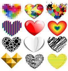 Set of twelve hearts vector image