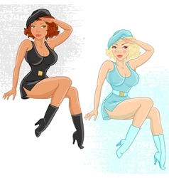 Two female soldiers gives honor vector image