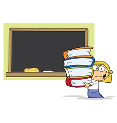 School Girl Carrying Books vector image