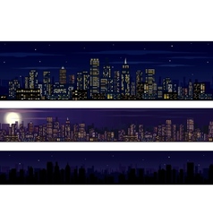 City Skyline Collection of Night Skyline vector image