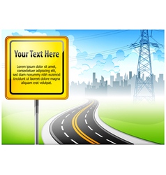 Yellow sign road vector image