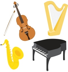 Cartoon music instruments set vector image
