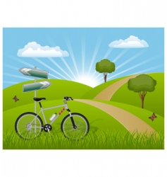 Summer landscape with a bike vector image