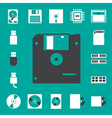 Computer and storage icons set eps 10 vector image