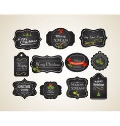 Chalkboard Christmas vintage invitation and labels vector image