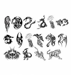 Animal tattoo set vector image