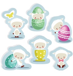 Cute easter stickers vector image
