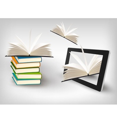 Books flying in a tablet vector image