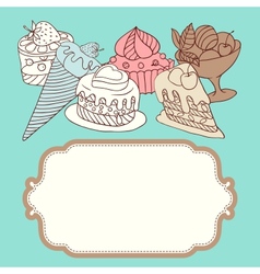 Frame with and sweet little cupcakes vector image