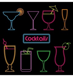 Neon cocktail signs vector image
