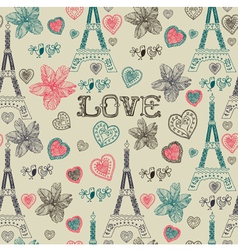Vintage Love Paris Pattern vector image