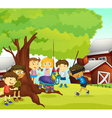 Kids playing in nature vector image