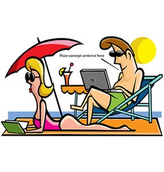 Young couple relaxing on the beach vector image