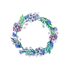 Watercolor flowers wreath Royalty Free Vector Image