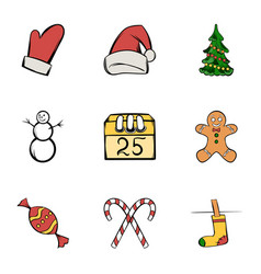 Santa claus icons set cartoon style vector image