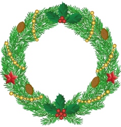 Christmas wreath with cones Christmas wreath with cones vector image