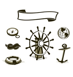 Sea icons set vector image
