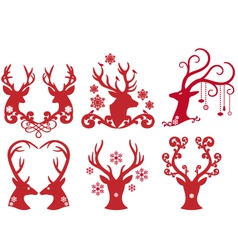 Christmas deer stag heads vector image
