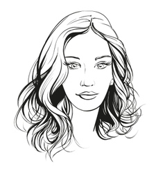 Beautiful woman face hand drawn vector image
