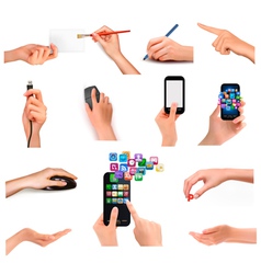 Collection of hands holding different business vector image