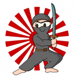 Ninja rising sun background vector image