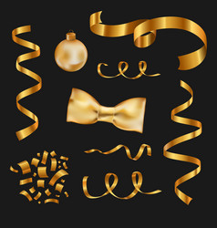 Set of isolated golden design elements on a black Set of isolated golden design elements on a black vector image