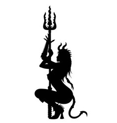Devil woman striptease silhouette vector image