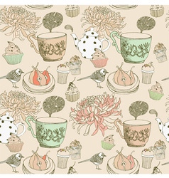 Vintage Tea Time Pattern vector image