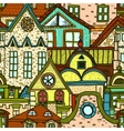 Hand-drawn seamless pattern with old town vector image
