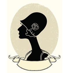 Vintage woman portrait black silhouette on white vector image