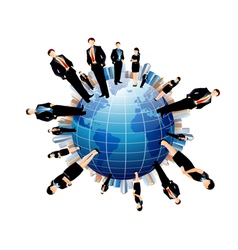 Businessmen world vector image