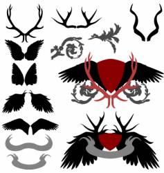Antler and wings heraldry vector image