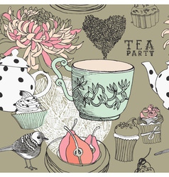 Vintage Tea Party Pattern vector image