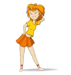 Cartoon girl cheerleader in short skirt vector image