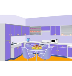 Furniture on kitchen by lilac set modern vector image