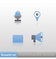 Simple blue-grey new media microphone gps message vector image