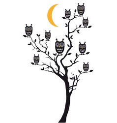 Owls sitting on tree vector image