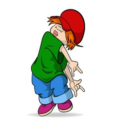 Cute hiphop cartoon girl in red hat vector image