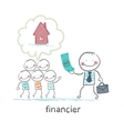 Financier gives money to people to build a house vector image