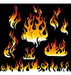 Fire and flame graphic elements vector image