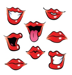 Cartoon female mouths with glossy lips vector image