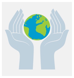 Earth protected by hands vector image