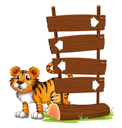 A tiger at the back of a signboard vector image
