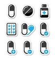 Pills medication icons set vector image