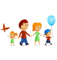 Cartoon happy family on walk vector image