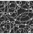 Silver chain on black seamless vector image