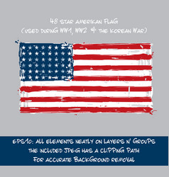 48 star american flag flat - artistic brush vector image