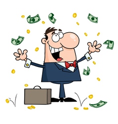 Businessman Standing Under Falling Money vector image