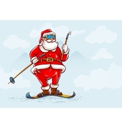 Santa claus on skis vector image